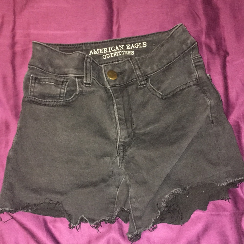 Black American Eagle Hi-Rise Super Stretch Shorts